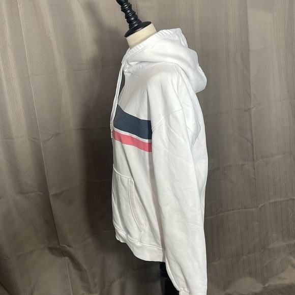 DENIM & FLOWER RICKY SINGH White Sweatshirt with Navy and Light Red Stripes - Picture 2 of 5